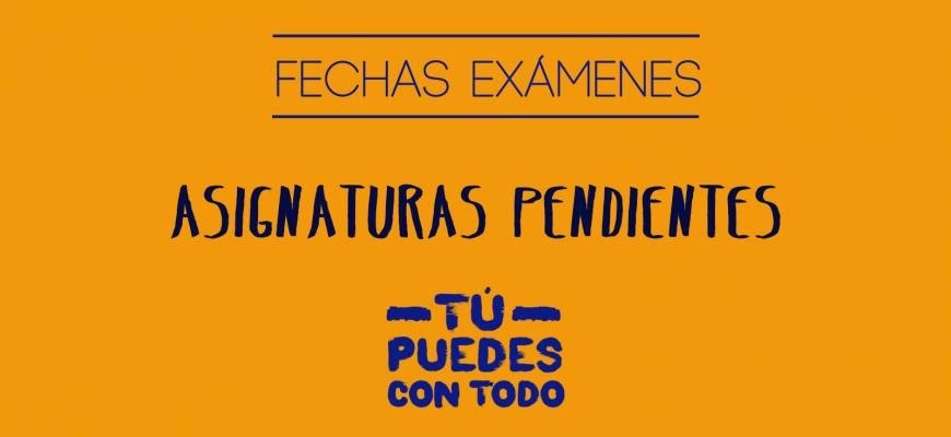 161223 FECHAS EXÁMENES ASIGNATURAS PENDIENTES