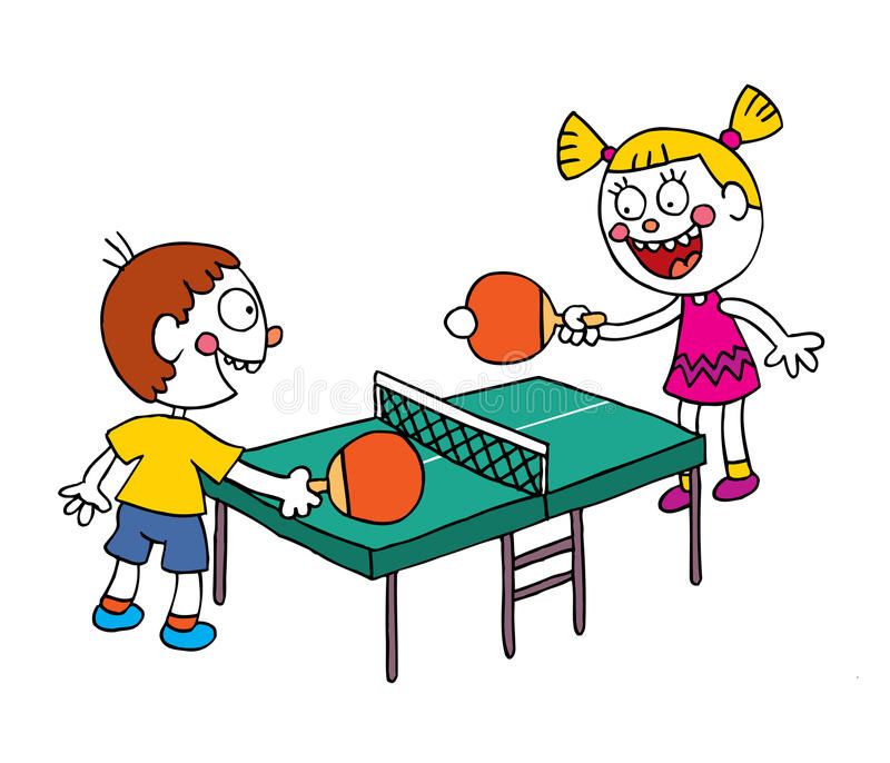 kids playing table tennis ping pong illustration 76588088